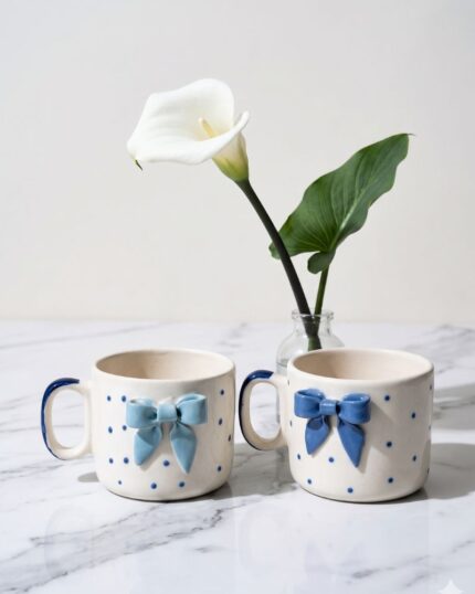 Powder Blue Ribbon Cups - Set of 2